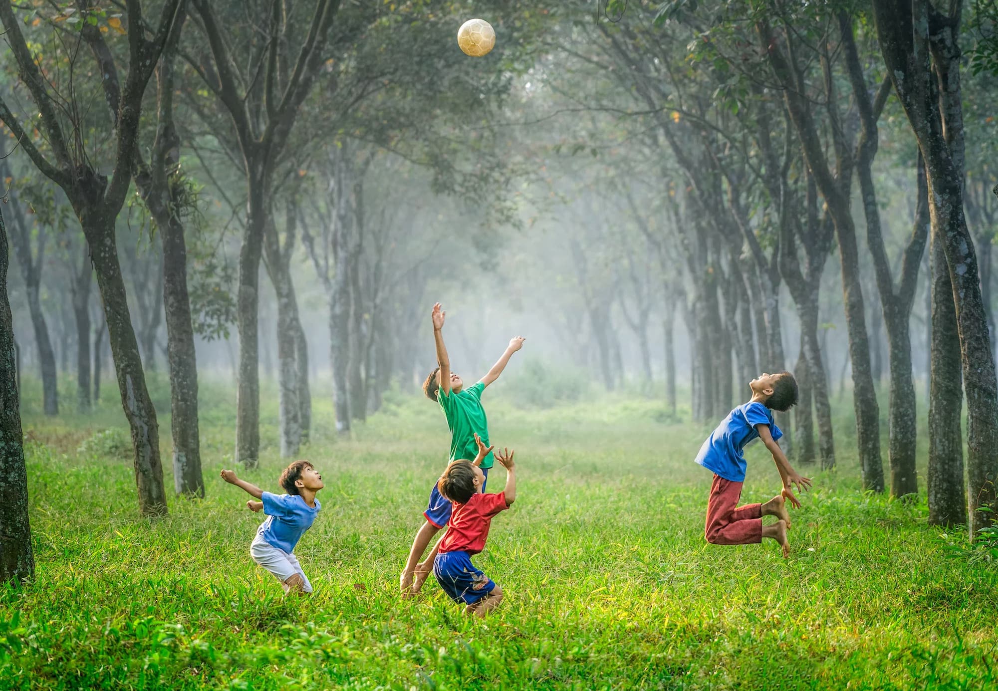 children at play with ball outside